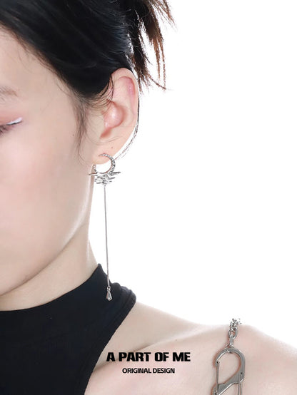 The Moon on Water 18K Platinum Plating Tassel Earrings