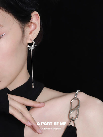 The Moon on Water 18K Platinum Plating Tassel Earrings