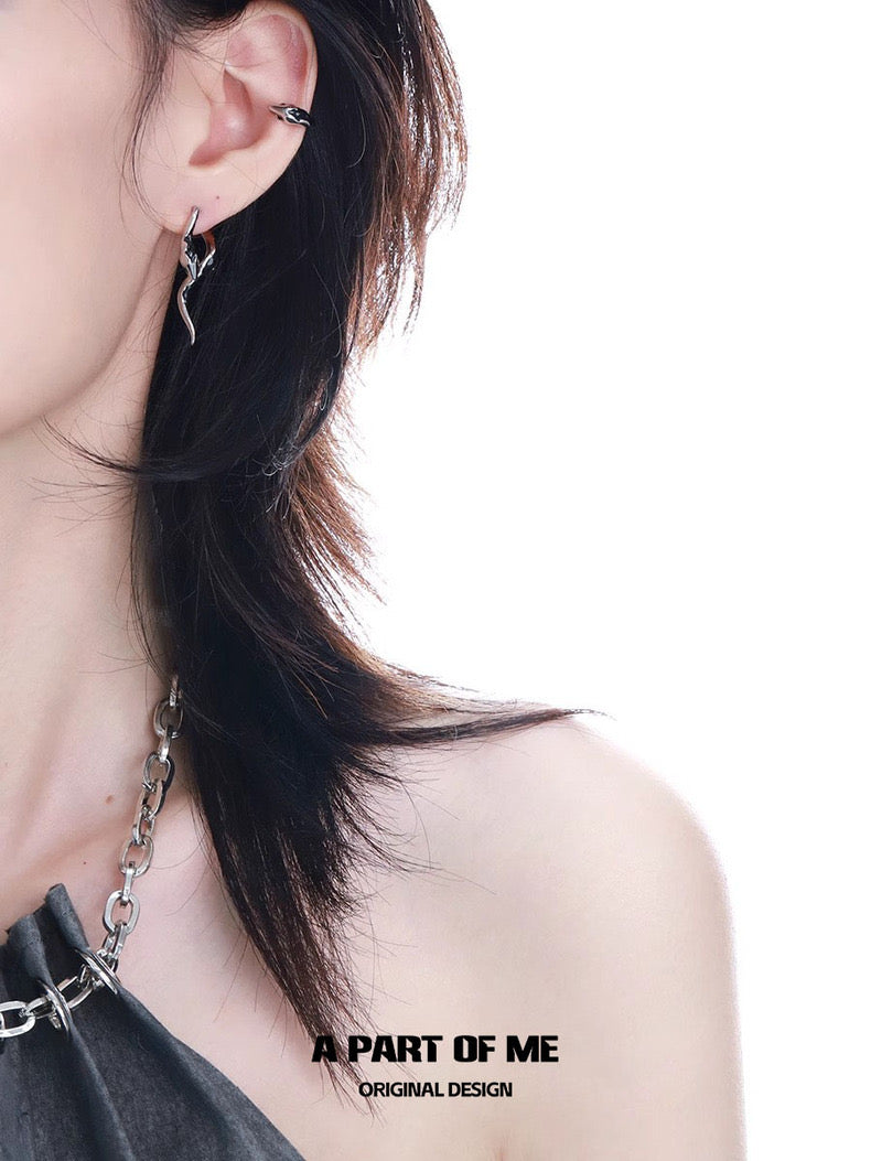 Ice Snake 18K Platinum Plating Tiny Baby Snake Ear Cuffs