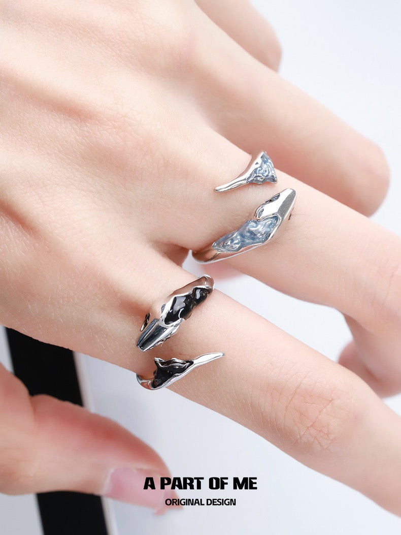 Ice Snake S925 Sterling Silver Ice Snake Resizable Rings