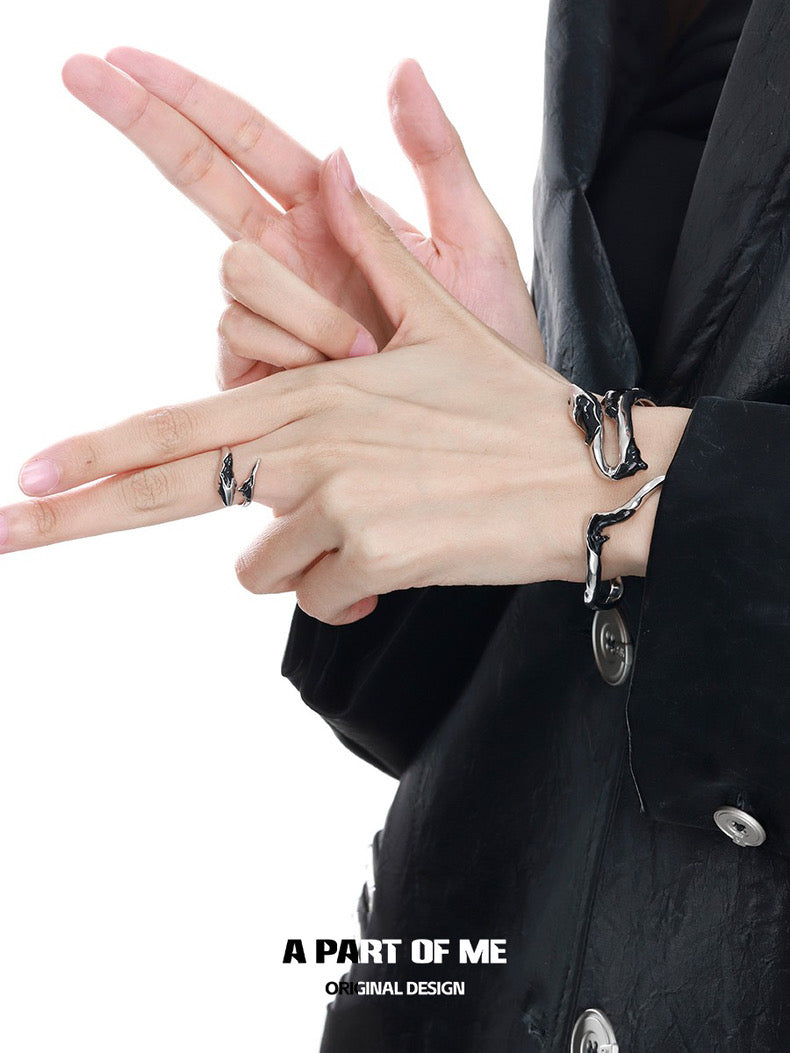Ice Snake S925 Sterling Silver Ice Snake Resizable Rings