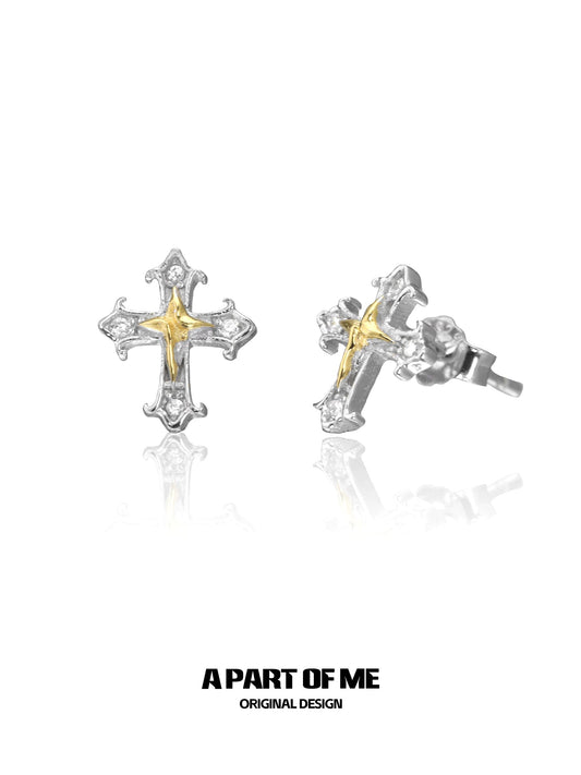 Cross S925 Sterling Silver Cubic Zirconia Stud Earrings