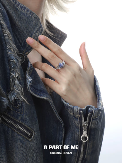 Blue Dot Jasper S925 Sterling Silver Adjustable Ring