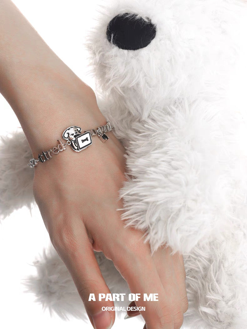 Burnout Puppy 18K Platinum Plating Slider Bracelet
