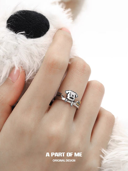 Burnout Puppy S925 Sterling Silver Ring