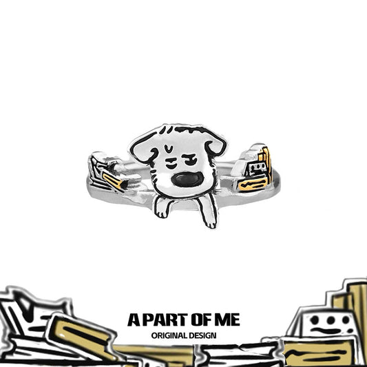Burnout Puppy S925 Sterling Silver Ring