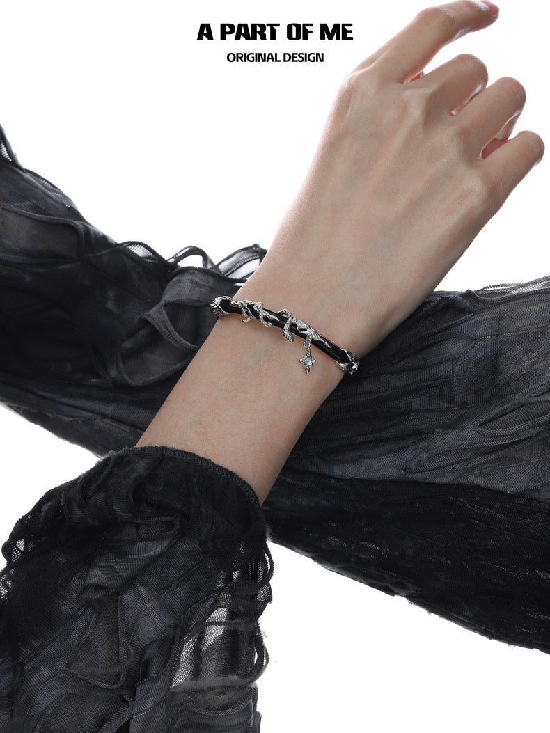 Year of the Snake 18K Platinum Plating Leather Snake Bangle