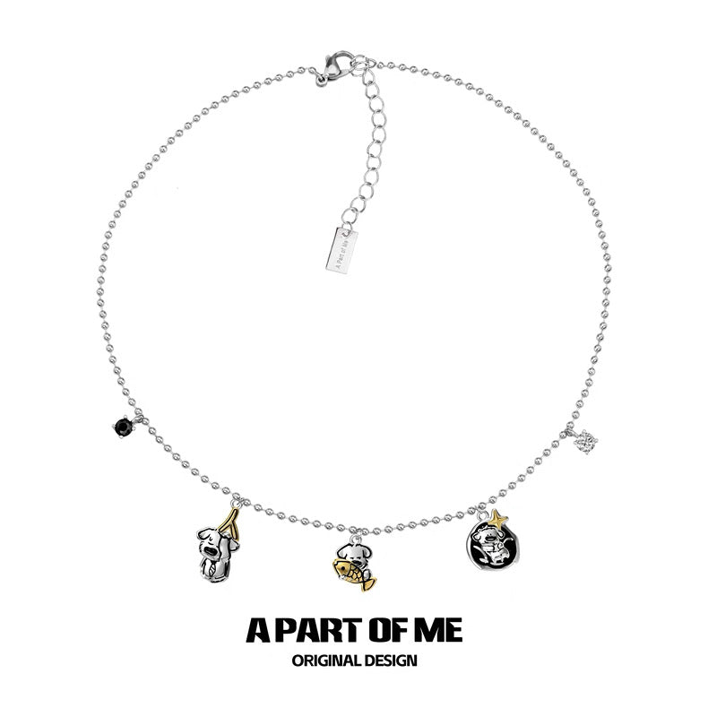 Burnout Puppy 18K Platinum Plating Choker