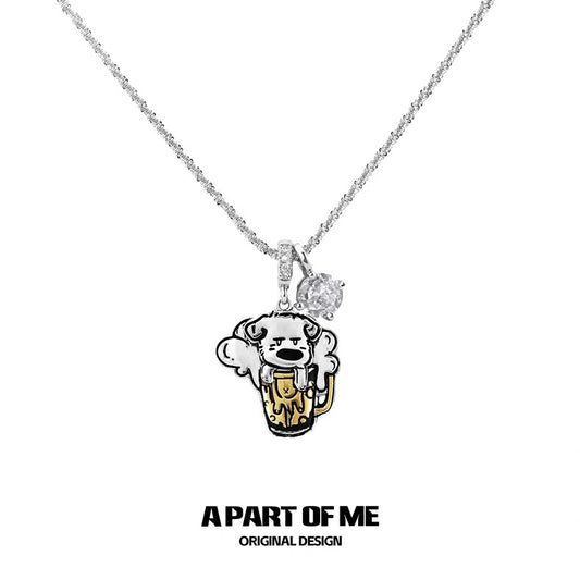 Burnout Puppy 18K Platinum Plating Pendant Necklace