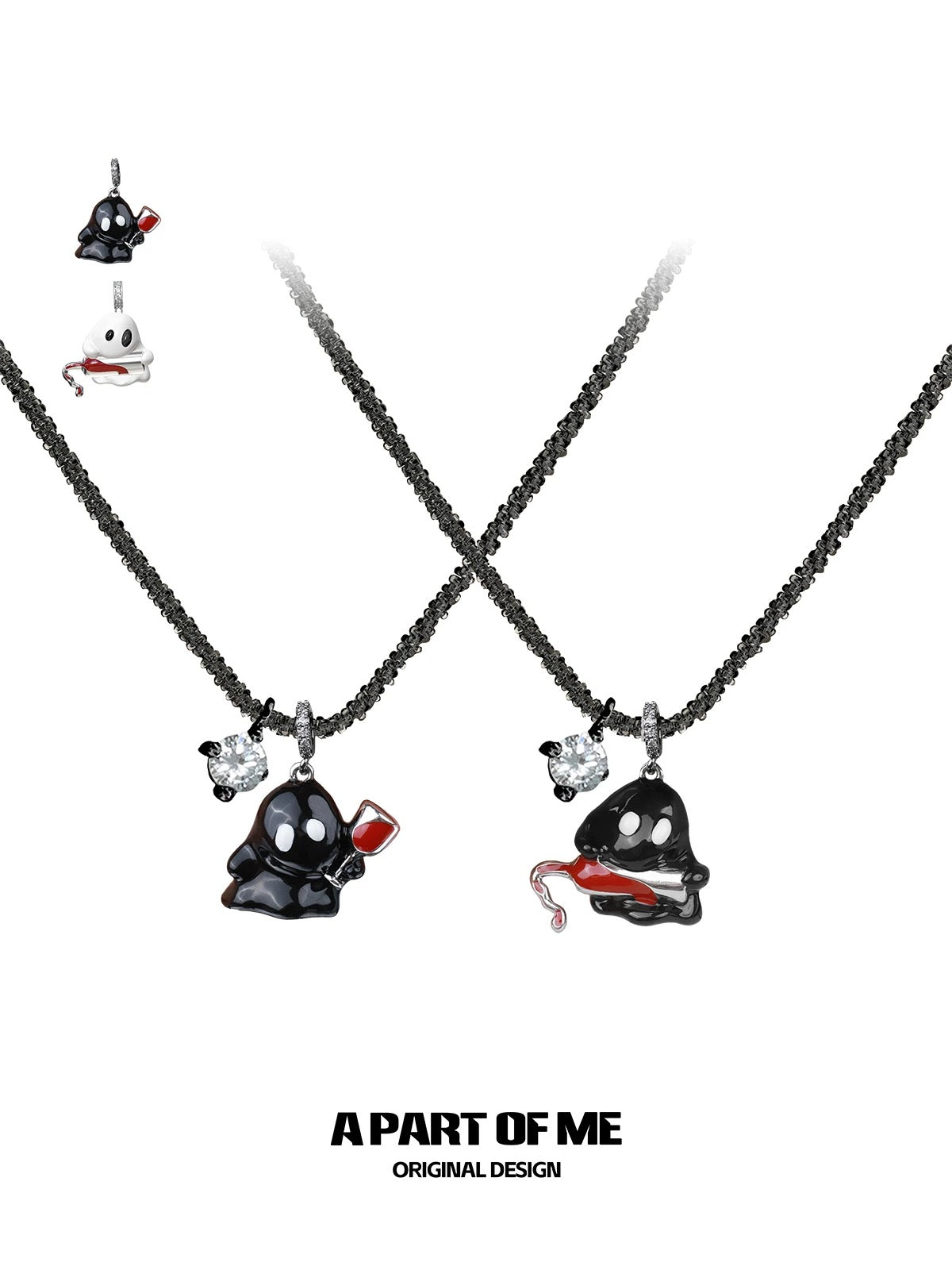 Drunk Ghost 18K Platinum Plating Resin Coating Pendant Necklace