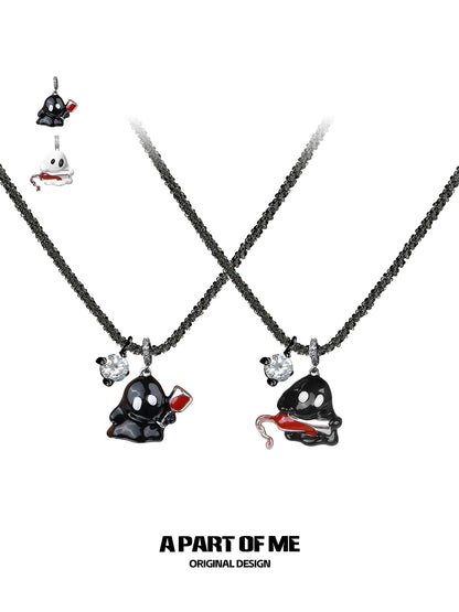 Drunk Ghost 18K Platinum Plating Resin Coating Pendant Necklace