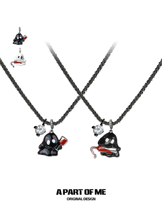 Drunk Ghost 18K Platinum Plating Resin Coating Pendant Necklace