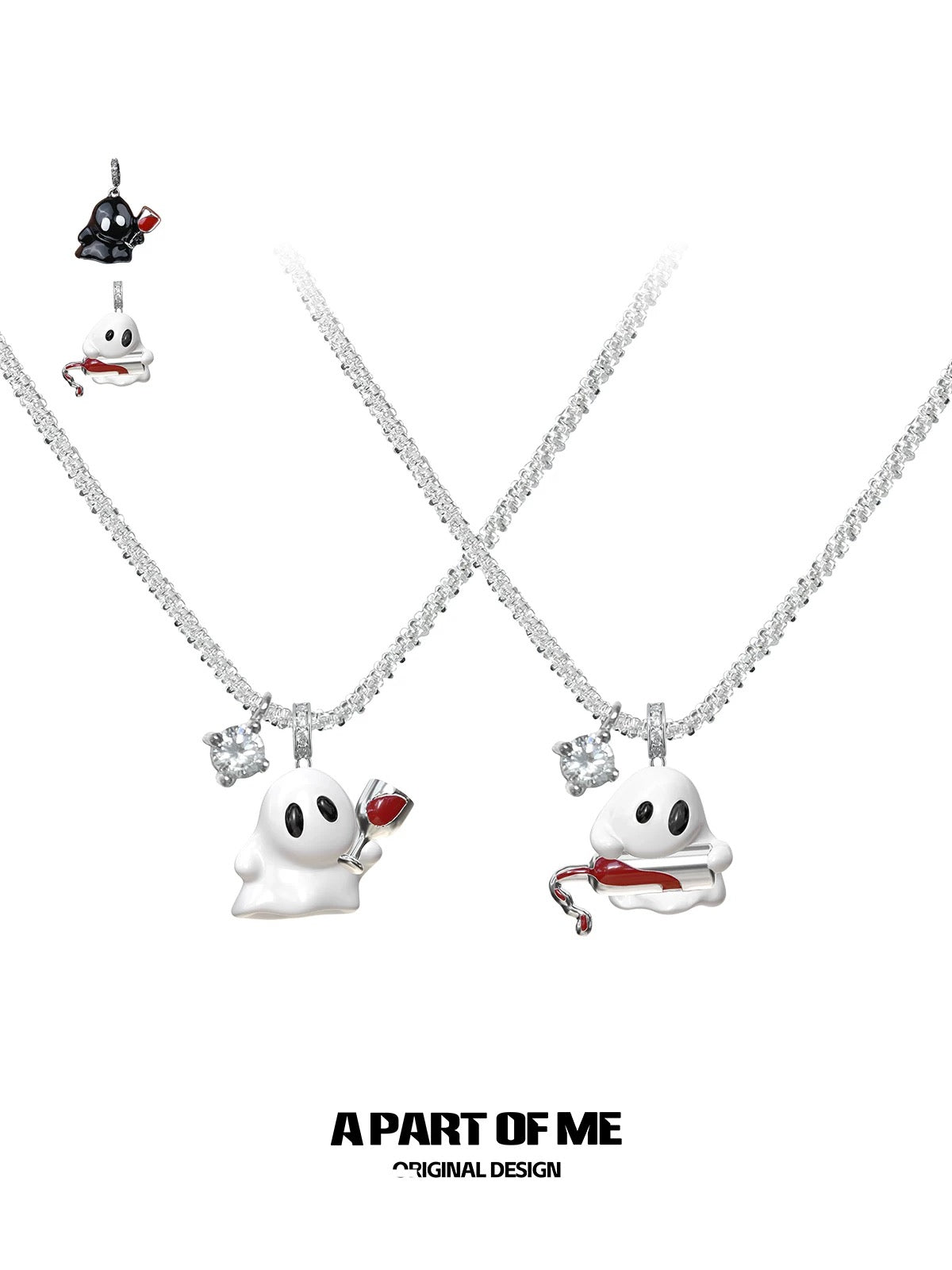 Drunk Ghost 18K Platinum Plating Resin Coating Pendant Necklace