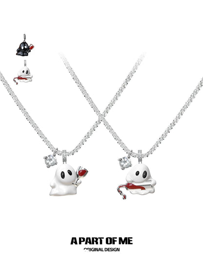 Drunk Ghost 18K Platinum Plating Resin Coating Pendant Necklace