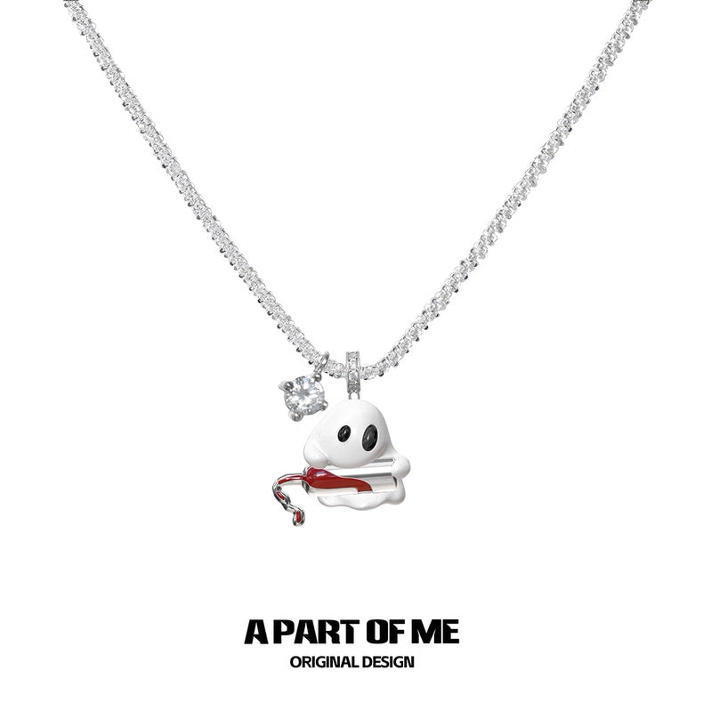Drunk Ghost 18K Platinum Plating Resin Coating Pendant Necklace