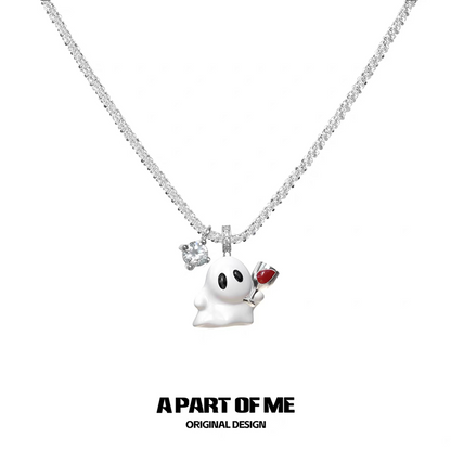 Drunk Ghost 18K Platinum Plating Resin Coating Pendant Necklace