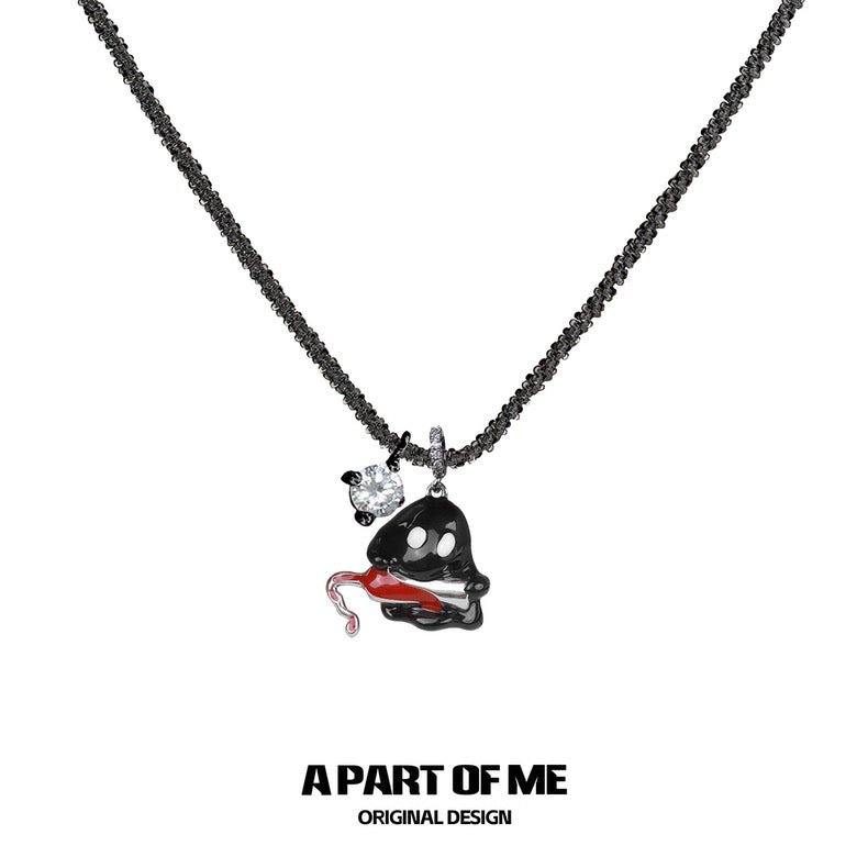 Drunk Ghost 18K Platinum Plating Resin Coating Pendant Necklace