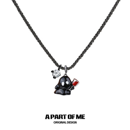 Drunk Ghost 18K Platinum Plating Resin Coating Pendant Necklace