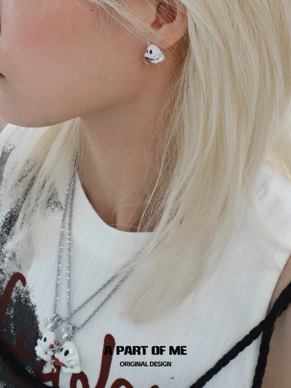 Drunk Ghost 18K Platinum Plating Resin Coating Pendant Necklace