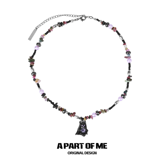 Candy Ghost 18K Platinum Plating Crystal Beads Trick or Treat Necklace