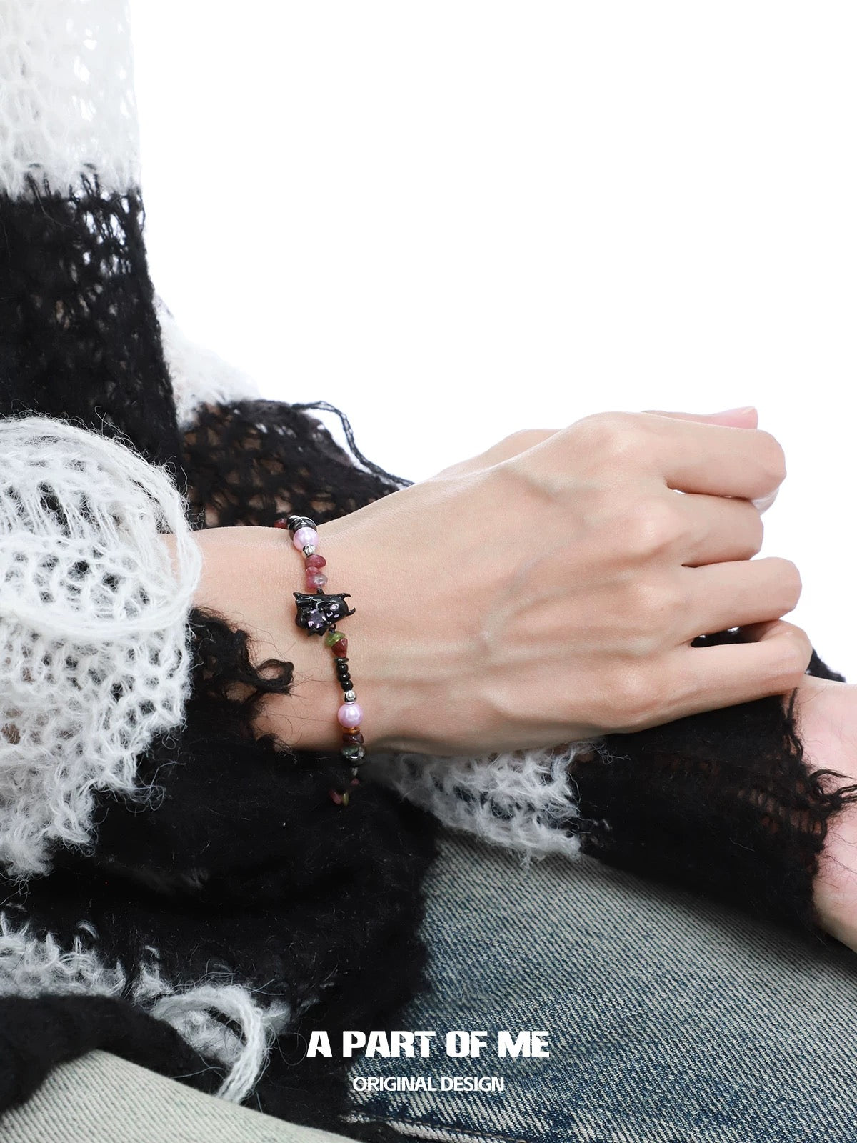 Candy Ghost Crystal Beads Trick or Treat Slider Bracelet