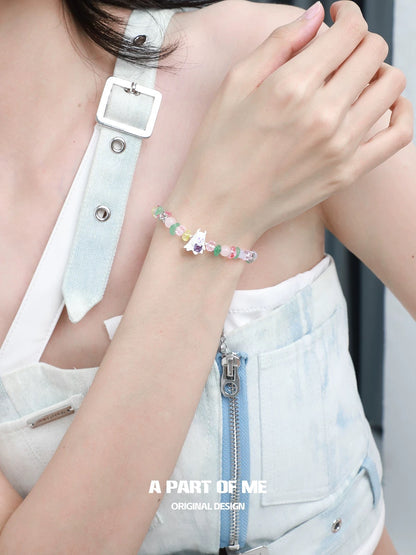 Candy Ghost Crystal Beads Trick or Treat Slider Bracelet