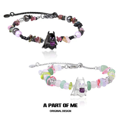 Candy Ghost Crystal Beads Trick or Treat Slider Bracelet