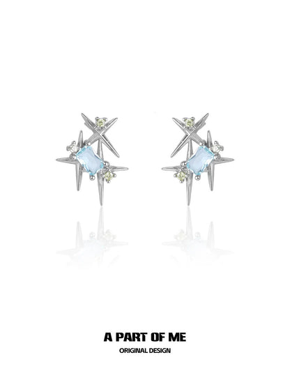 Colorful Galaxy 18K Platinum Plating Sparkling Stars Stud Earrings