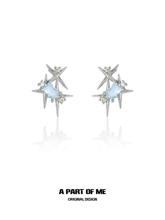 Colorful Galaxy 18K Platinum Plating Sparkling Stars Stud Earrings