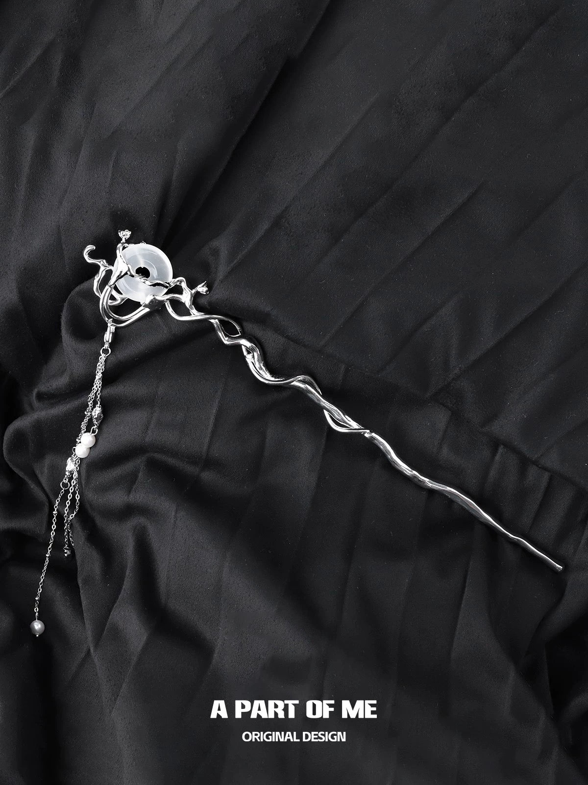 Laurel Series 18K Platinum Plating Natural Chalcedony Detachable Tassel Hairpin