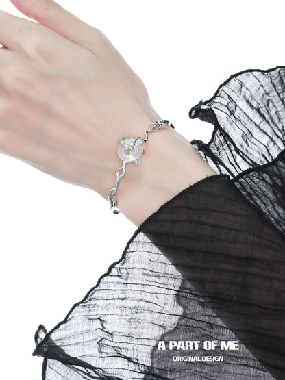 Laurel Series S925 Sterling Silver Natural Chalcedony Bangle