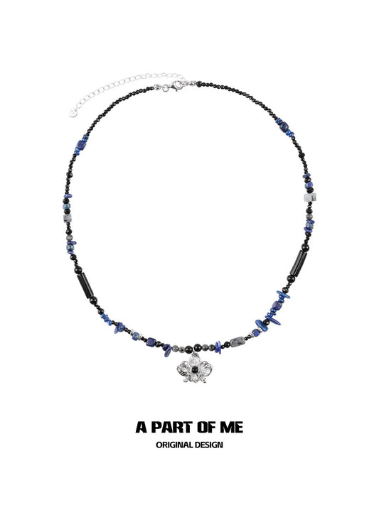 Black Orchid 18K Platinum Plating Crystal Beads Necklace