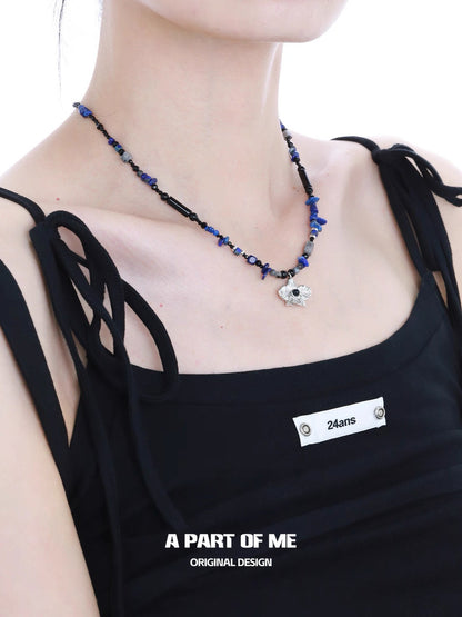 Black Orchid 18K Platinum Plating Crystal Beads Necklace