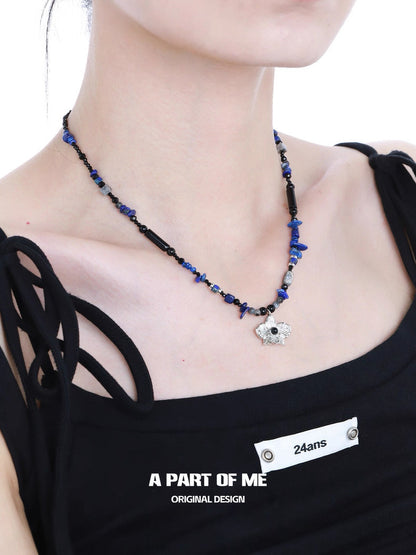 Black Orchid 18K Platinum Plating Crystal Beads Necklace