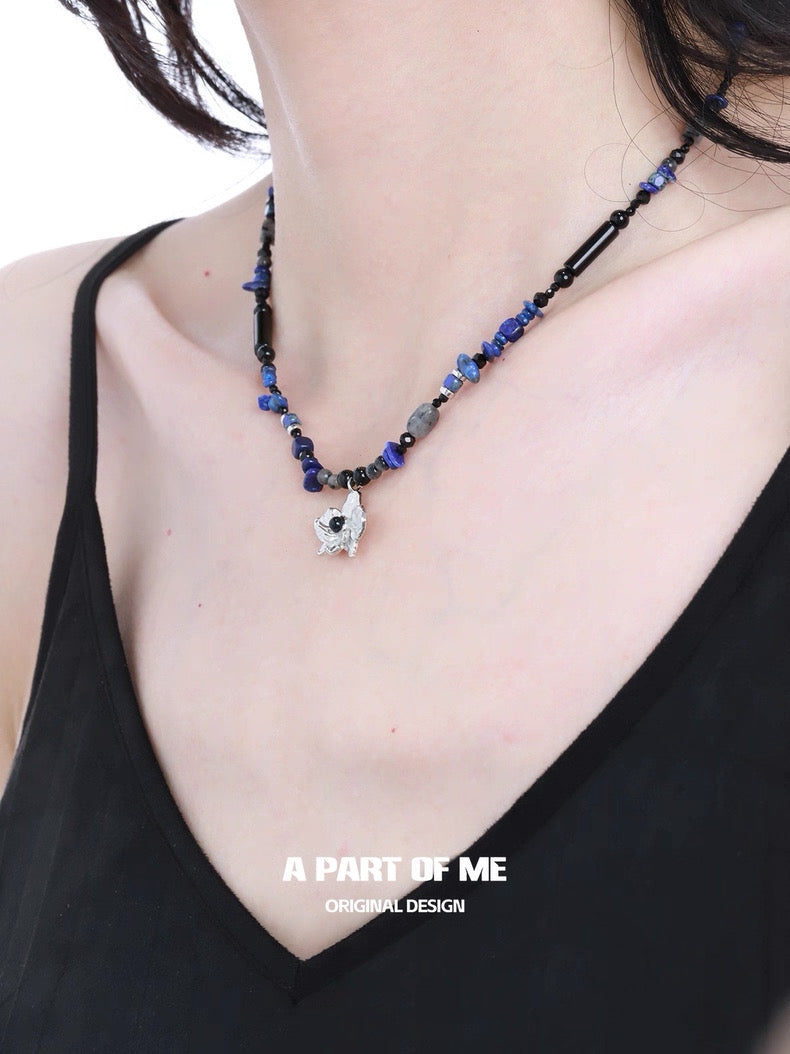 Black Orchid 18K Platinum Plating Crystal Beads Necklace