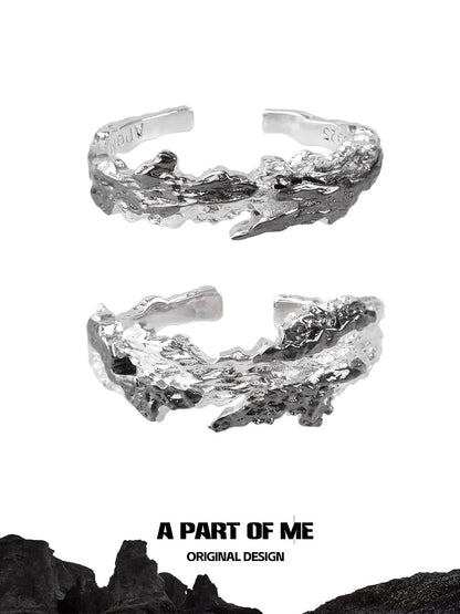 Contaminated S925 Sterling Silver Adjustable Couple Ring