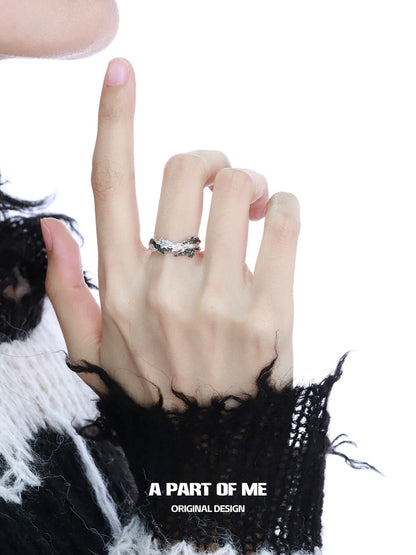 Contaminated S925 Sterling Silver Adjustable Couple Ring