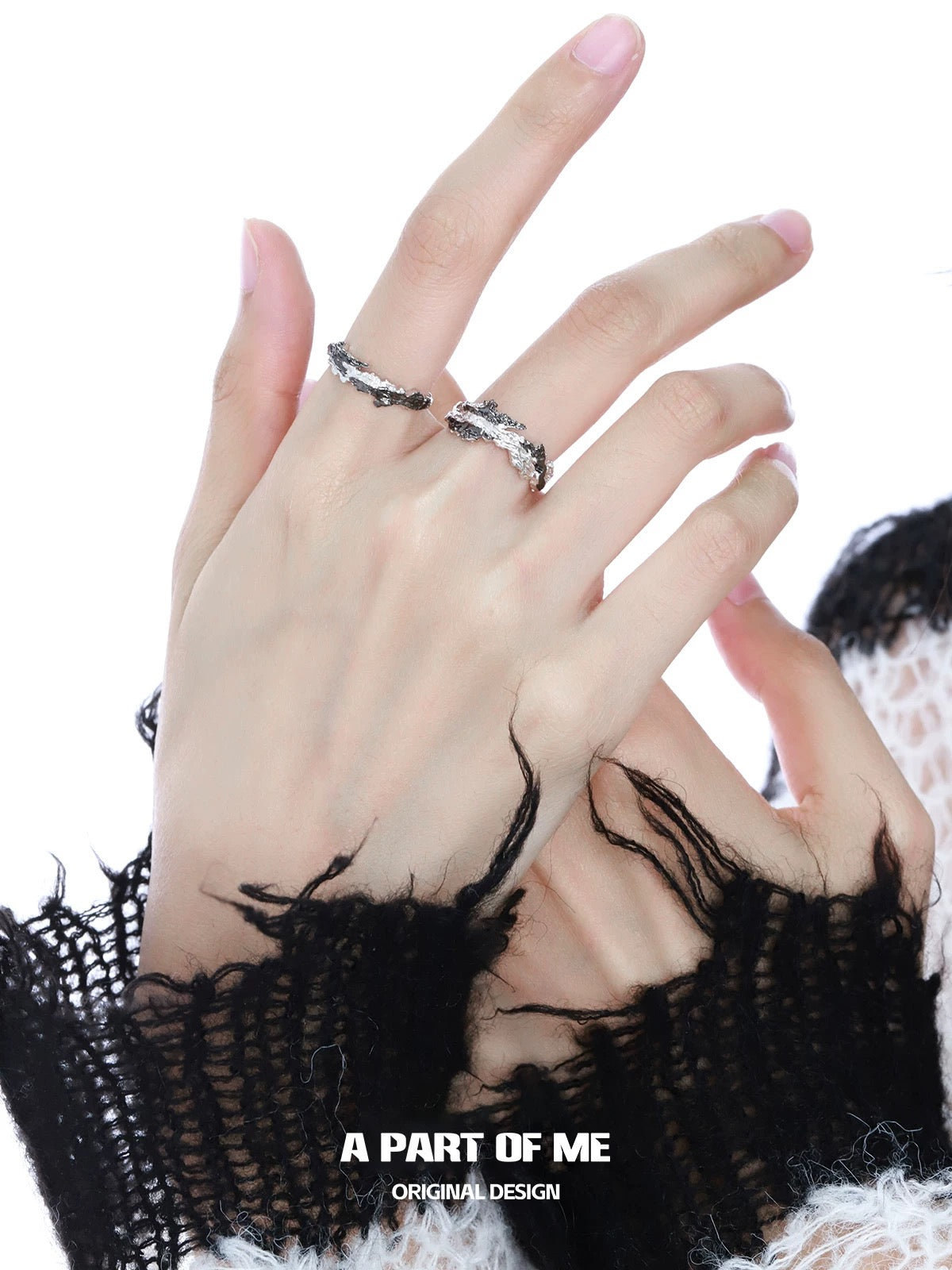 Contaminated S925 Sterling Silver Adjustable Couple Ring