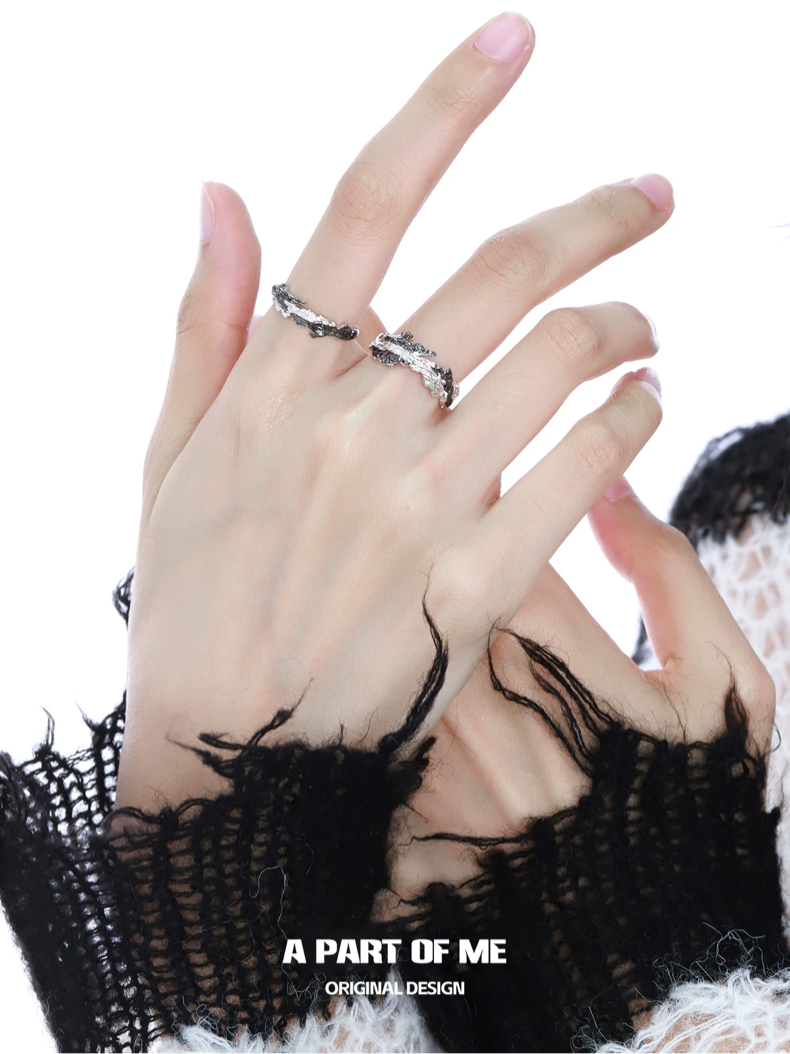 Contaminated S925 Sterling Silver Adjustable Couple Ring