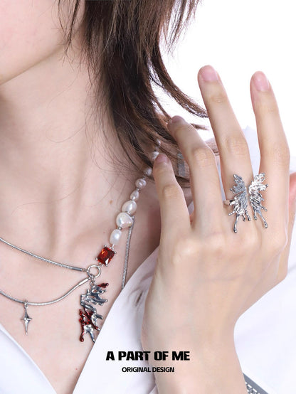 Fractured Wings 18K Platinum Plating Adjustable Ring