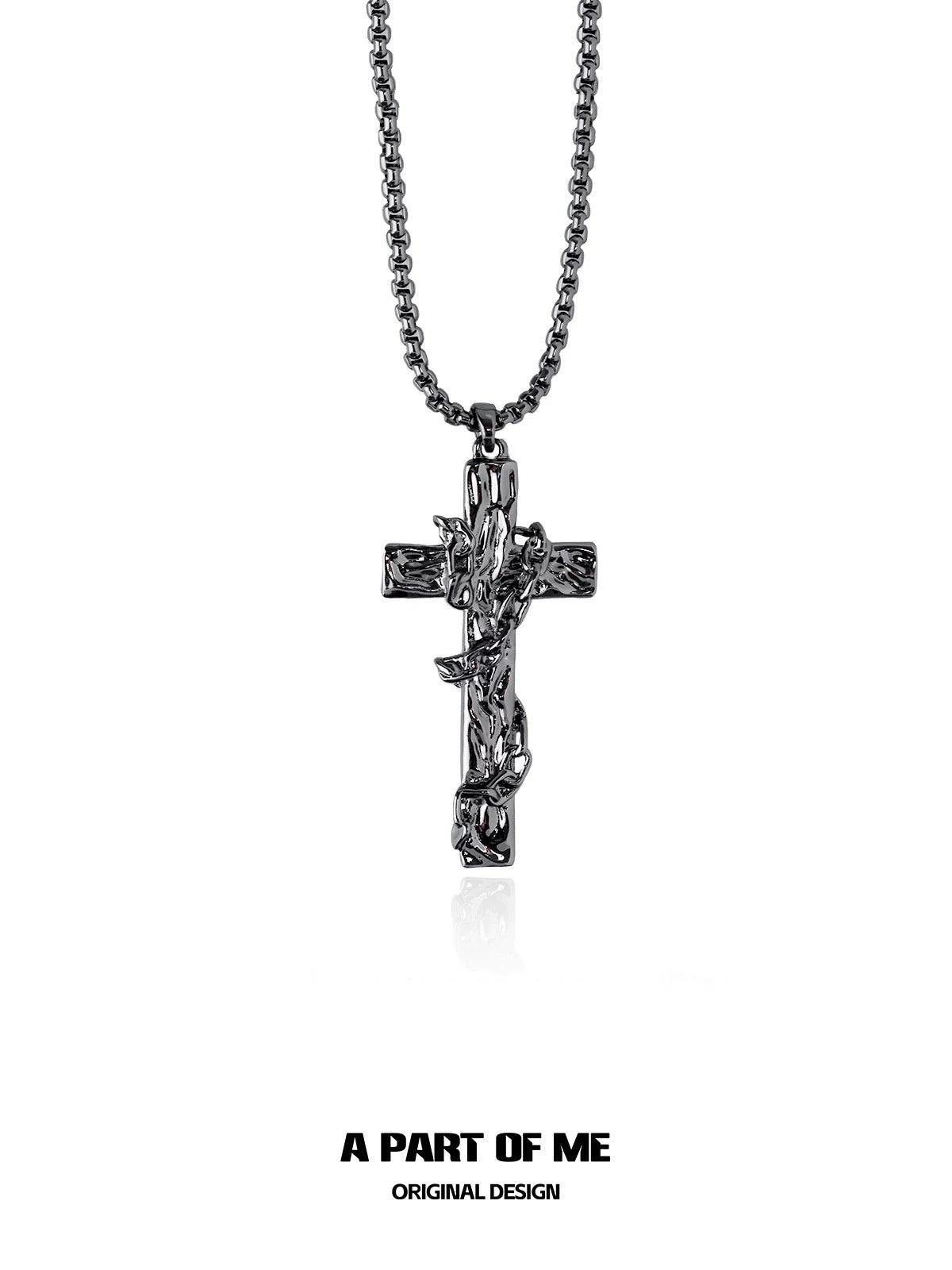 Redemption 18K Platinum Plating Cross with Thorn Vines Pendant Necklace