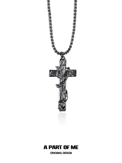 Redemption 18K Platinum Plating Cross with Thorn Vines Pendant Necklace