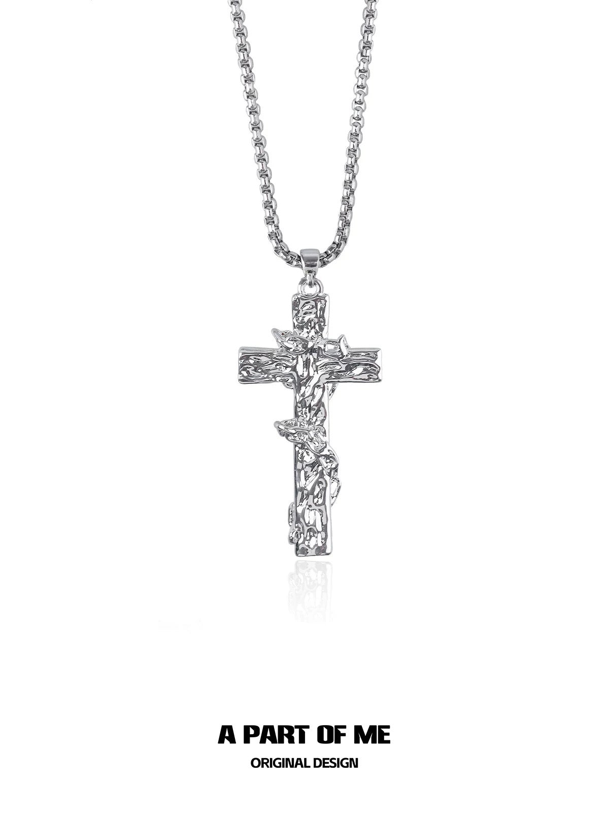 Redemption 18K Platinum Plating Cross with Thorn Vines Pendant Necklace