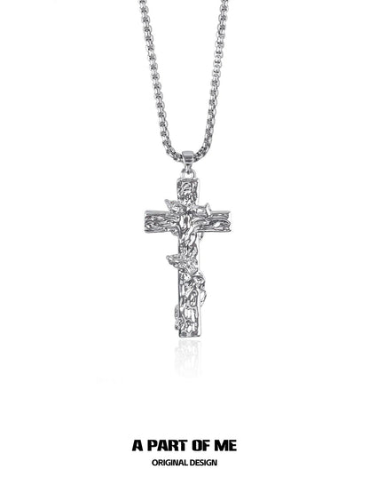 Redemption 18K Platinum Plating Cross with Thorn Vines Pendant Necklace