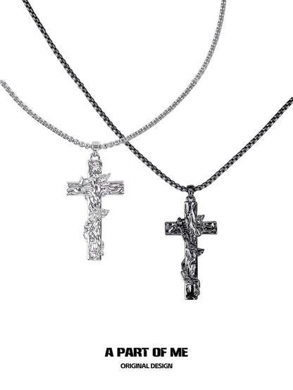 Redemption 18K Platinum Plating Cross with Thorn Vines Pendant Necklace