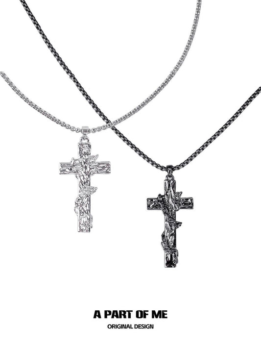 Redemption 18K Platinum Plating Cross with Thorn Vines Pendant Necklace