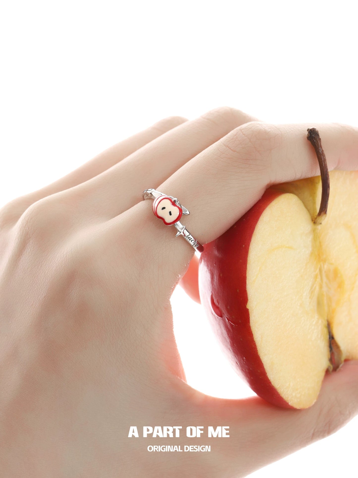 Apple Slice S925 Sterling Silver Adjustable Rings