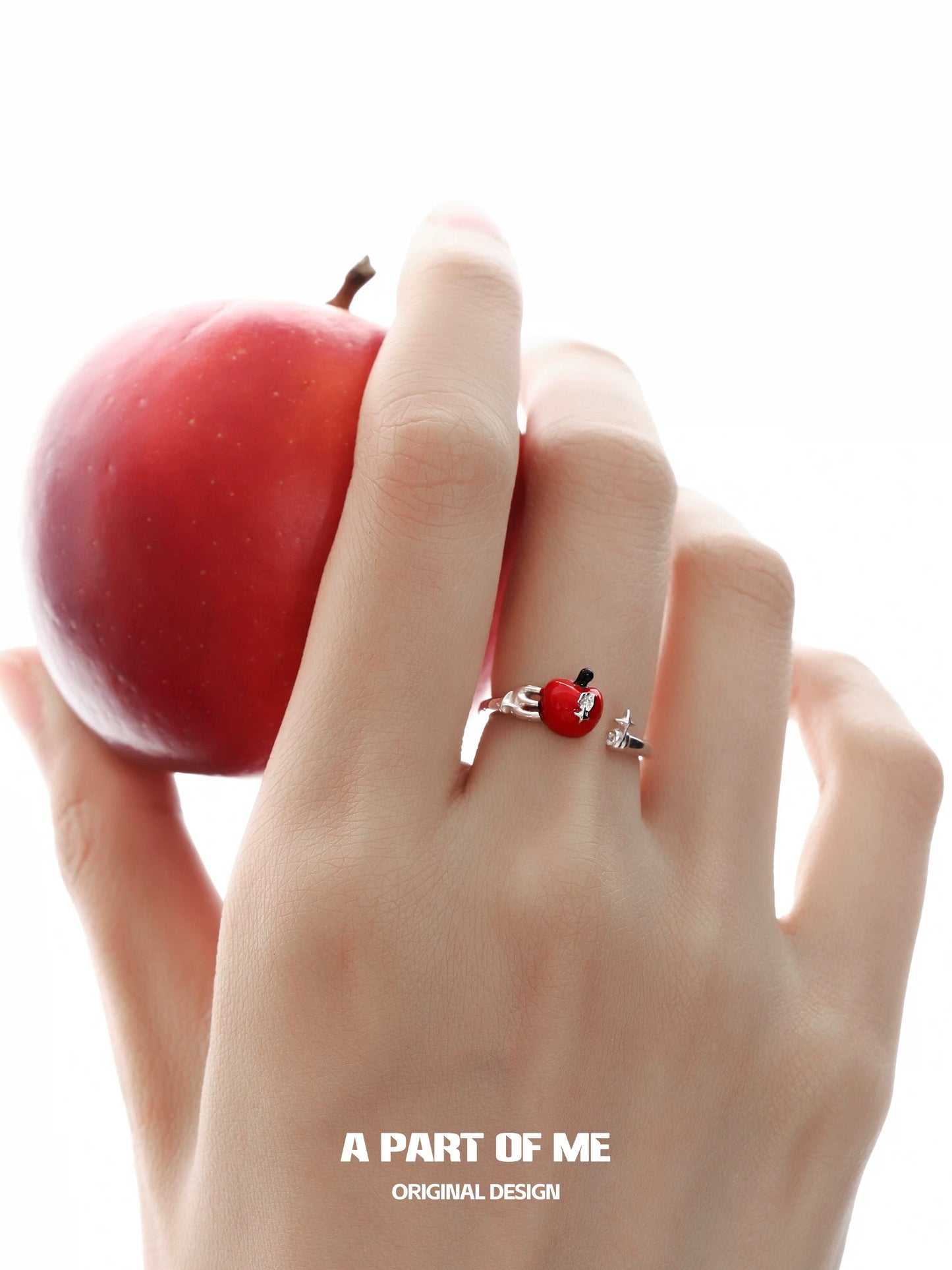 Apple Slice S925 Sterling Silver Adjustable Rings