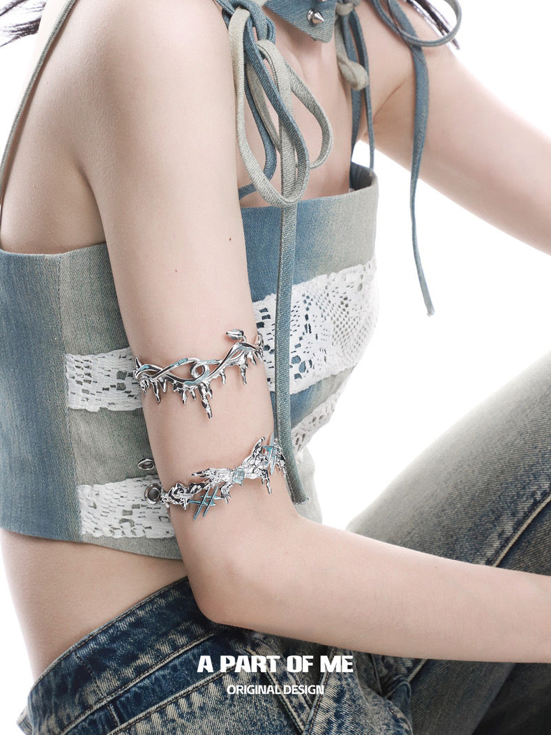 Ice Snake 18K Platinum Plating Snake ＆ Butterfly Armlet