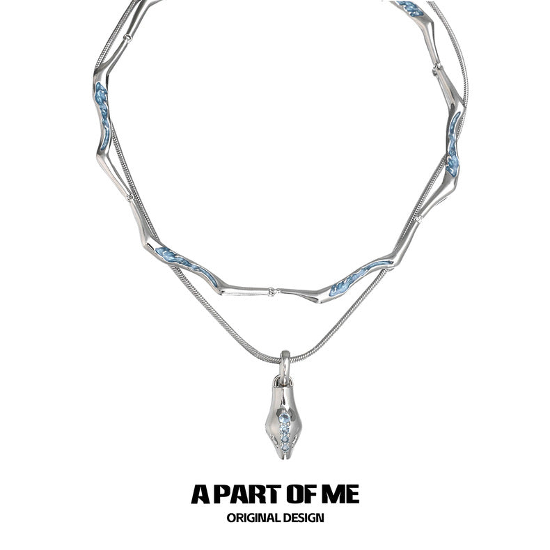 Ice Snake 18K Platinum Plating Snake Pendant Choker & Necklace